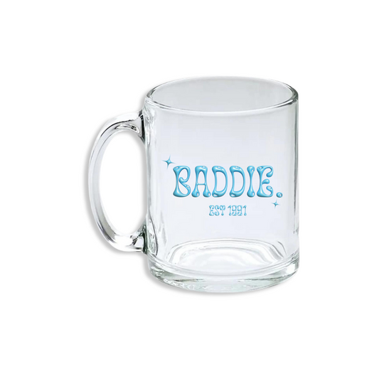 Baddie Clear Iced Coffee Mug - Icy Blue