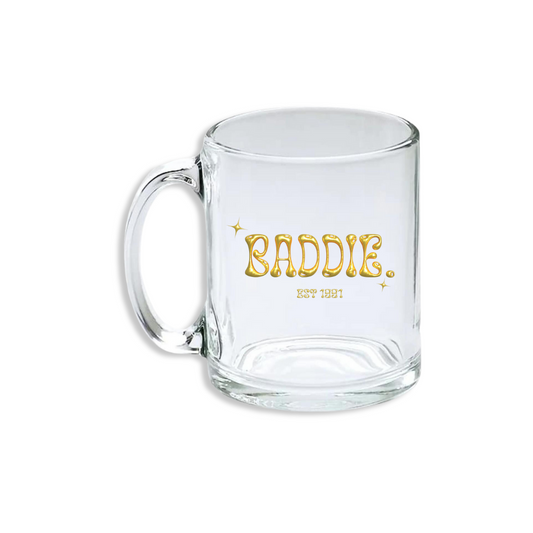 Baddie Clear Iced Coffee Mug  - Gold