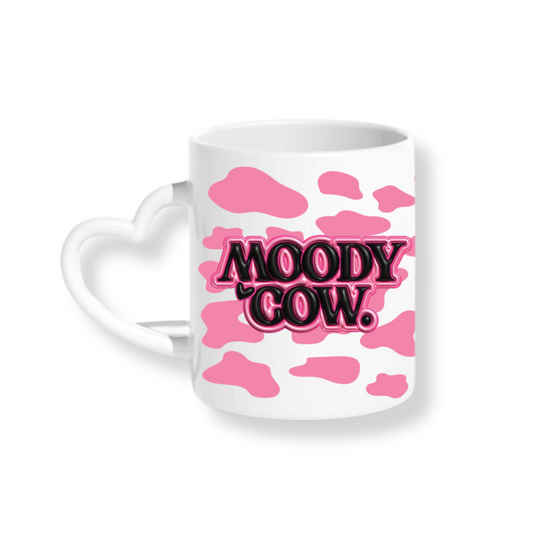 Moody Cow (Pink) - Heart Mug