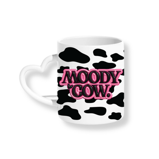 Moody Cow (Black) - Heart Mug