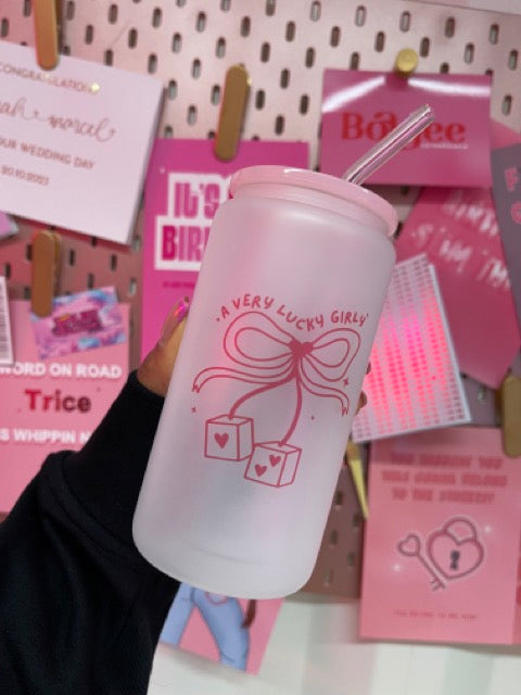 Lucky Girl (Pink) - Frosted Tumbler