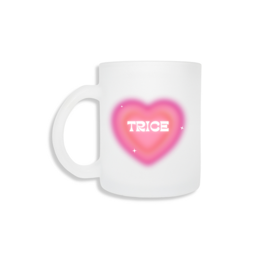 Personalised Name Blurred Hearts Frosted Mug & Coaster