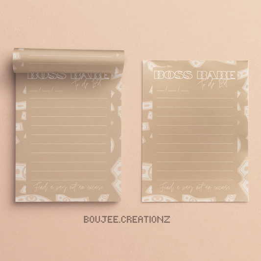 A5 Boss Babe To-do List - Nude