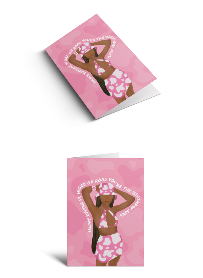 Happy Birthday  - Black Girl (Round Text)