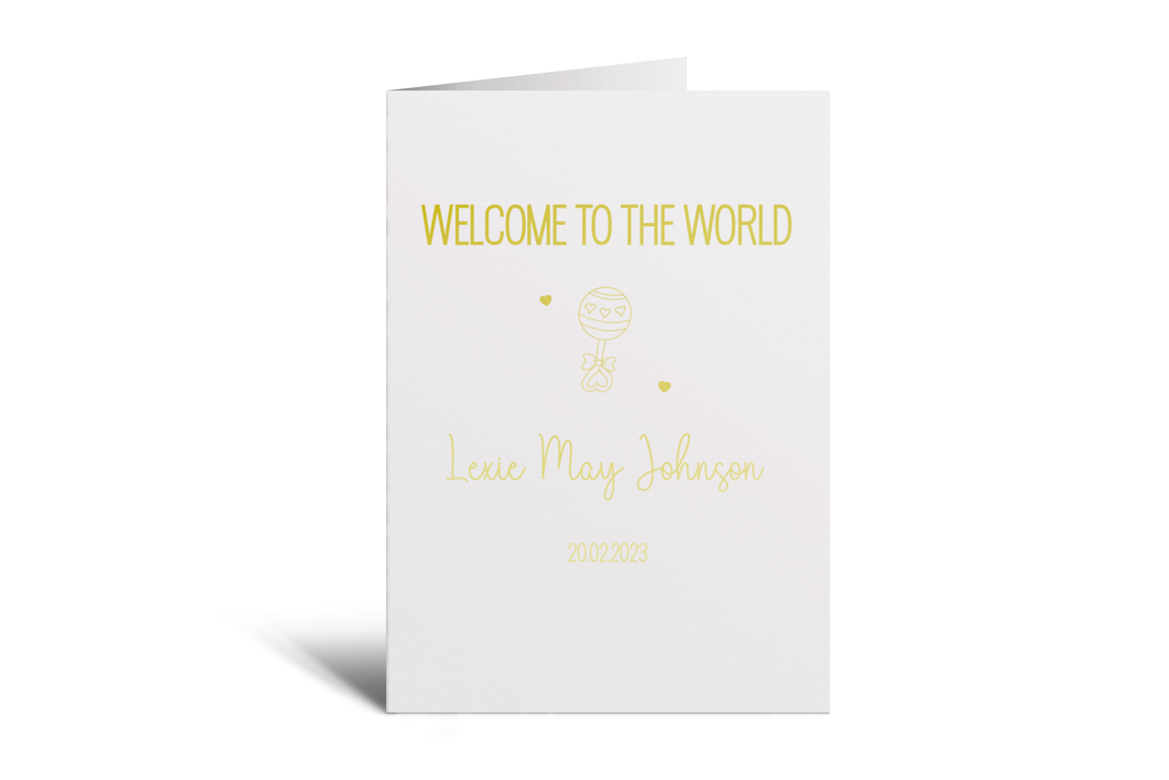 Personalised Foil Welcome To The World Card
